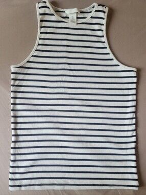 H&M Classic Black  & White Stripe Ribbed Tank Top
